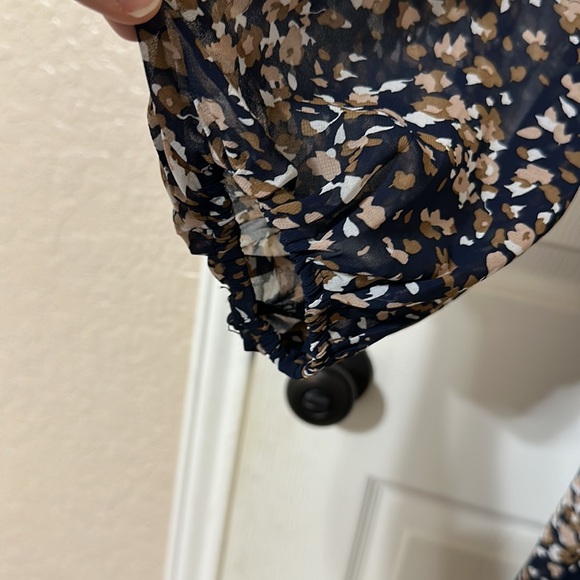 ROMPER that looks like a dress!Jodifl romper, navy blue & brown colors, sz small - Picture 5 of 7